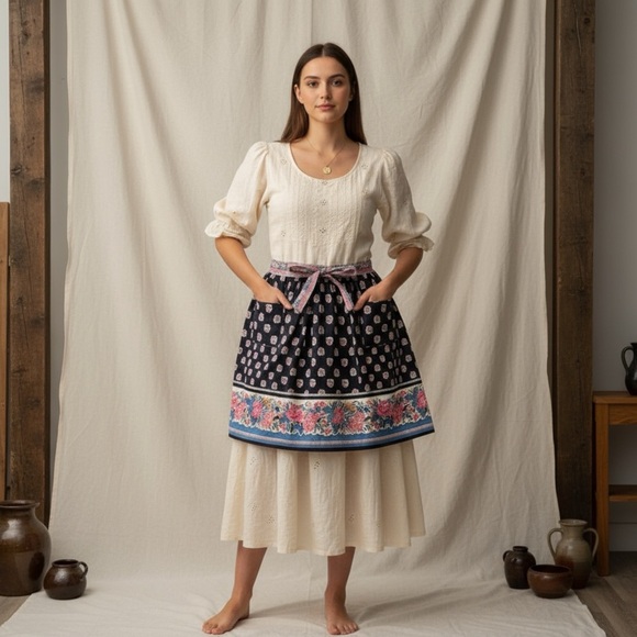 🇨🇦 Vintage Suttles & Seawinds Reversible Floral Apron 100% Cotton Nova Scotia - Picture 1 of 5